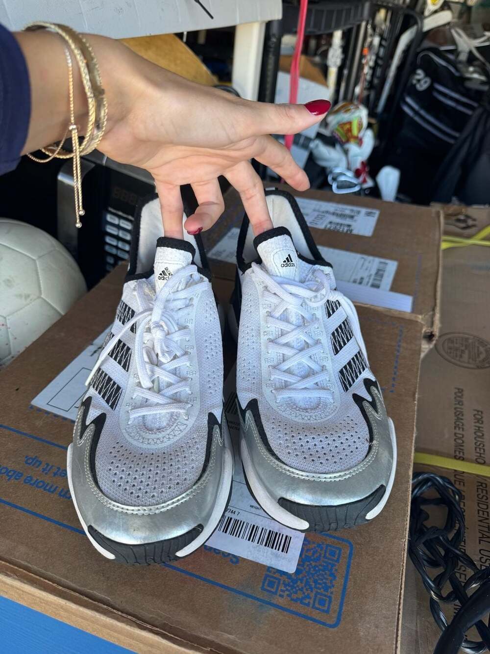Adidas Impact FLX Size 11 White Black Silver Metallic